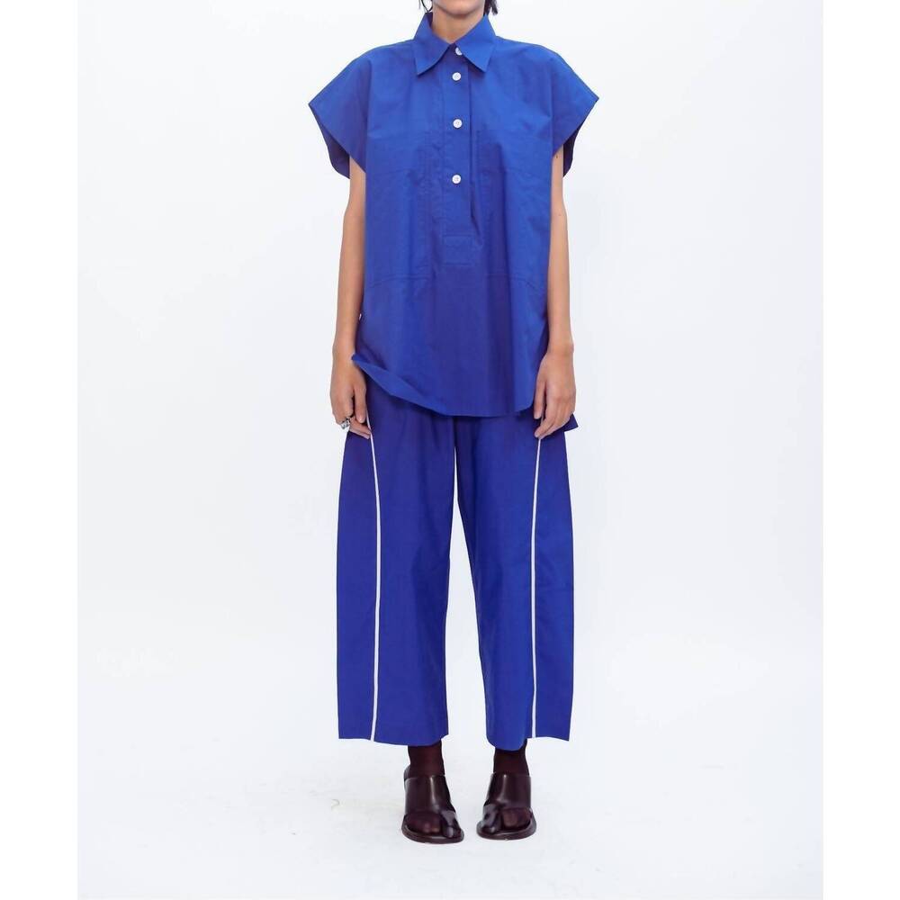NEW LOVEBIRDS barrel wide-leg trouser in cerulean blue